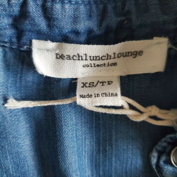 Beach Lunch Lounge Womens Top Size XS Ombre Denim Sleeveless Shirt Button Up - Picture 6 of 12